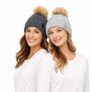 NWT BULA Wool Blend Pom Beanie 2-Pack One Size